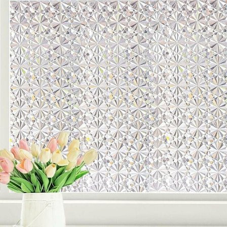 Fönsterfilm för insynsskydd för hemmakontor, dekorativ fönstervinyl värmeisolering solljusspridning för olika rum och glasytor, genomskinlig