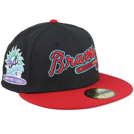 New Era - MLB Black fitted Czapka Z Daszkiem - Atlanta Braves Retro Spring Training Black/Red Fitted @ Hatstore