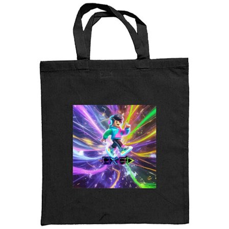 Stofpose AC DC-logo opdelt i rød ild og blå røg, dramatisk rock-æstetik med kraftig kontrast mod sort baggrund