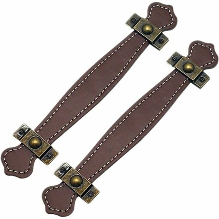 4 stk. læderskuffetræk vintage kuffert praktiske læderhåndtag træk håndtag til skuffe skabsdør lysebrun