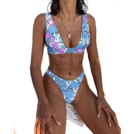 Mimigo Naisten Matala Vyötäröinen Bikini Uimapuku Push Up Halter Kaksiosainen Uima-asu