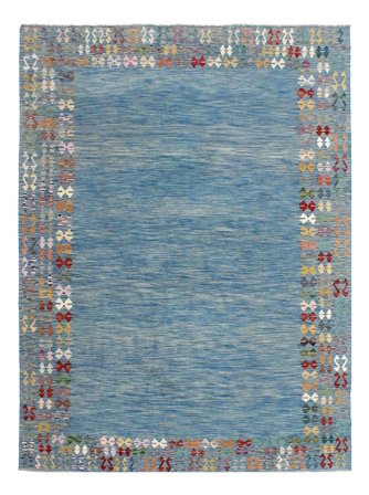 Hand Woven Kilim Afghan Old Style Rug 300X394 Wool Dark Blue/Dark Grey Large