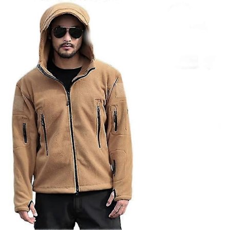 Fleecejacka för män, militär jacka med huva