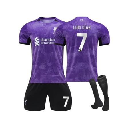 ( 2023-2024 New Purple Second Away #7 Luis Diaz Fotbollströja Fotbollströja Kit L(175-180CM)