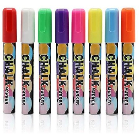 8 Pak Neon Flytende Kritt Markører For Tavler Slettbar Vaskbar