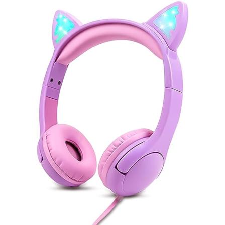 Tytt jen kuulokkeet, turvalliset 85db nenvoimakkuuden rajoitin Light Up Cat