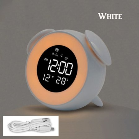 Wake Up Light Digital Led Musikalarm HVIT