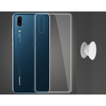 Huawei P20 Pro Skal & Fingerhållare - Skydd och Komfort - Vit