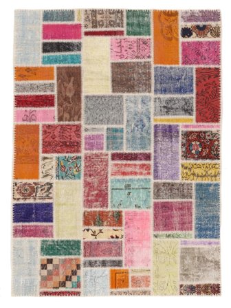 Hand Knotted Patchwork Rug 144X198 Dark Red/Red