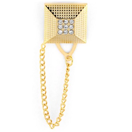 Złocista szpilka do klapy ze sztucznym diamentem dla mężczyzn