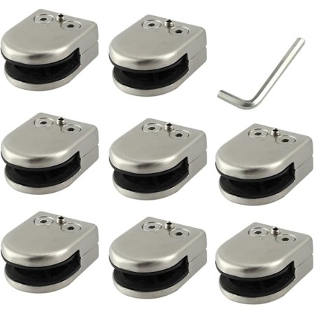 Glas Klemme 8 stk 6-8mm 304 Rustfrit Stål Glas Klemme Klemme Support Flad Bag Krom Finish Til Balustrade