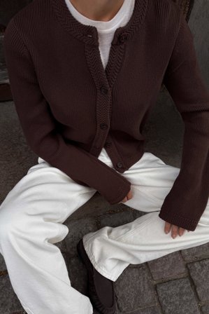 NA-KD Strickjacke mit Rundhalsausschnitt - Cardigans - Braun - L (EU 42-44)