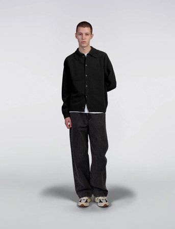 Edwin Mars Polo Cardigan-Black - Black - XL
