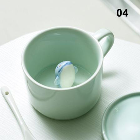 3D-mugg djur inuti kopp tecknad keramikfigur tekopp julfödelsedagspresent för 4