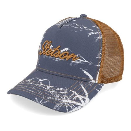Stetson - Blå trucker Keps - Minimal Aloha Print Trucker @ Hatstore