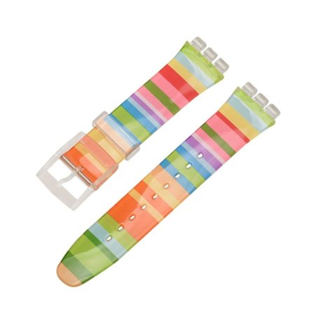 17mm universaali raidallinen painettu silikoninen kelloranneke - Sateenkaari