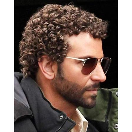 Menn Kort Brun Afro Krøllete Parykk for Mann Guy Rocker Parykk Californi