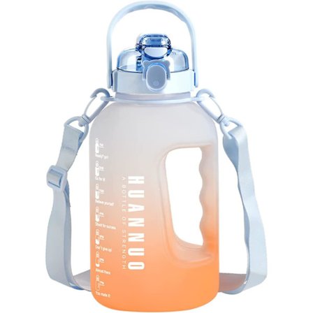 2,2 liters vattenflaska BPA-fri 2,2l dricksflaska med sugrör och tidsmarkeringar Vattenflaska Gradientfärger