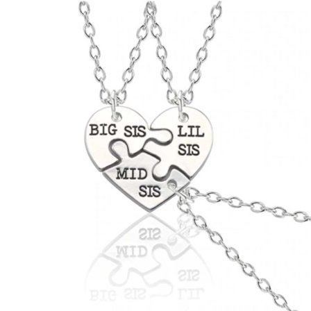 Tre-parts søster halskæde til 3 søstre compishsband