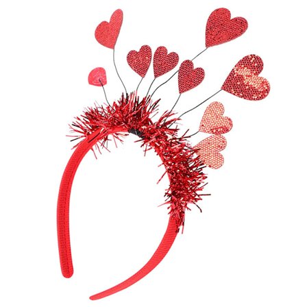 Rødt hjerte Hoved Bopper Pandebånd Valentinsdag Kærlighedshjerte Hårbånd Bue Glitter glimmer Hovedbeklædning Paillet Hjerteformet hårtilbehør