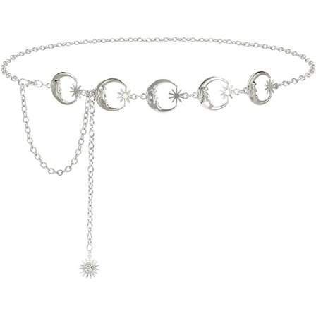 Kædebælte Taljekæde til Kjole Metal Link Kæde Til Kvinder Måne Sol Stjerne Bæltekæde