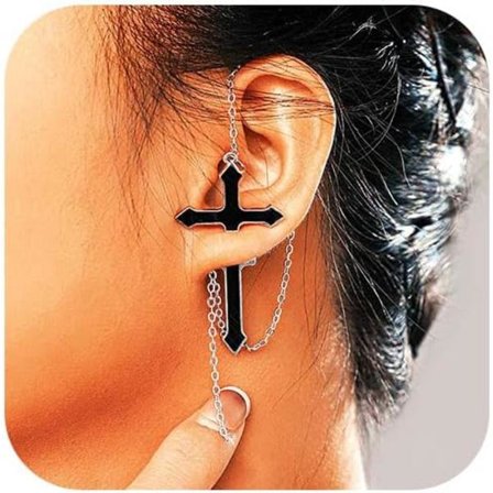 Sorte Gotiske Kors Øreringe Punk Øreringe Kvinder Emotion Sværd Øreringe (1 stk)