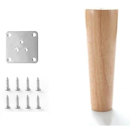 Sæt med 4 massive træ sofaben, møbelben til lænestol, sengebord, garderobe, skuffe (højde 15 cm)