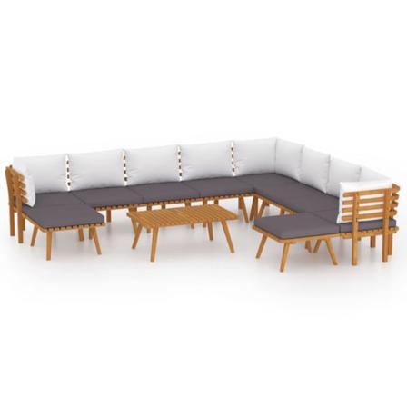 Vidaxl Loungegrupp För Trädgården Med Dynor 11 Delar Akaciaträ Brun