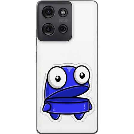 Kompatibel Mobilcover til Motorola Motorola Moto G75 Blå tegneseriefigur med åbent udtryk og store øjne i sjov illustration