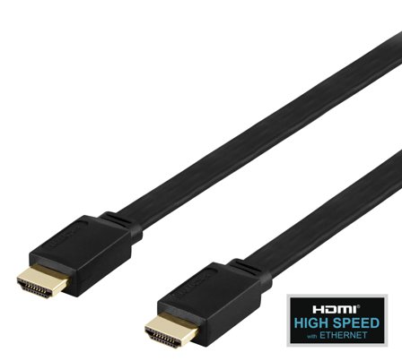 Deltaco Flat High Speed with Ethernet HDMI cable, 4K UHD, 1m, black