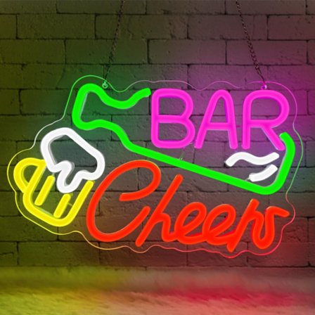 Bar Cheers Neonskylt, Öl Neonskylt för Väggdekoration, Neonljus för Bar Rum Manskällare Klubb Pub Restaurang Party Företagsskylt