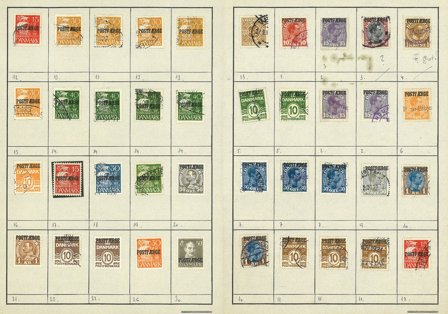 Danmark - Samling af postfærgemærker på 2 sider