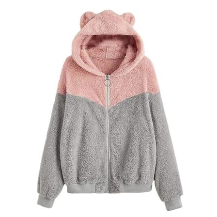 Sportshettegenser i vinterplysj for kvinner Solid Pink L