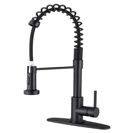 Vedettävä ruostumattomasta teräksestä valmistettu keittiöhana - Hana 60 cm:n irrotettavalla jousella, 360° kääntyvä, 2 suihkutustilaa mattamusta KLB