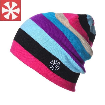 Dame Mænd Vinter strikket Sne Ski Hue Hat Regnbue stribet Taske