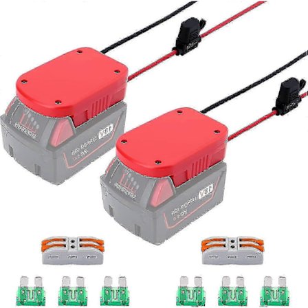 Power Wheel Adapter til Milwaukee M18 Batteri 18V Konverter med Sikringer og Ledningsterminaler 2 Pakker