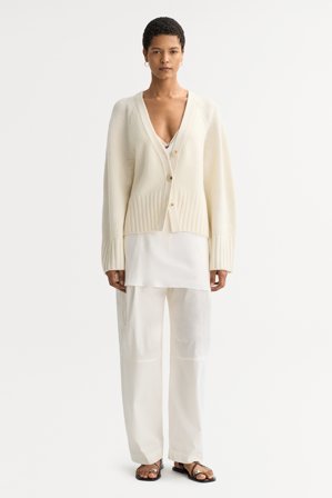 Soft Goat - V-neck cardigan - Kaschmirpullover für Damen - M - Feather White