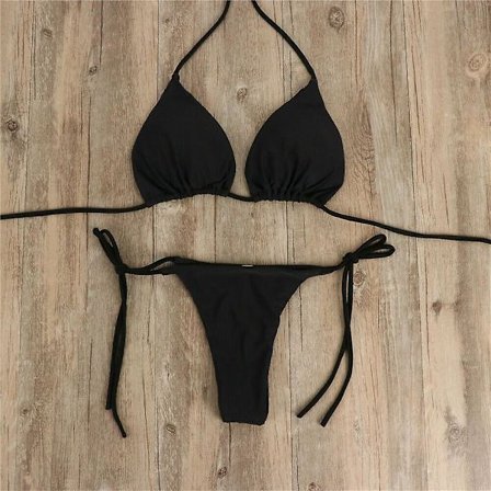 Dame Ultratynn Elastisk String Bikini Sett Sexy Ensfarget Badedrakt Bandasje Stil Brasiliansk Badetøy C XL(FQ)