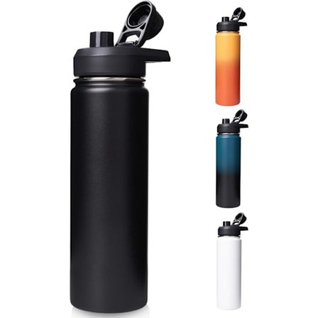 ING 25oz Fullisolert Vannflaske - 304 Rustfritt Stål - Holder deg kald i 24 timer og varm i 12 timer - Svart