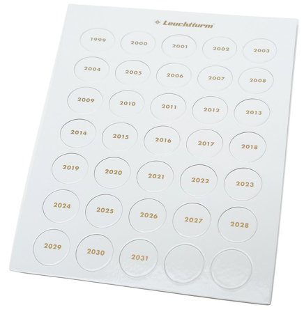 Leuchtturm Årstal-etiketter til 2-Euro møntsamling 1999-2031