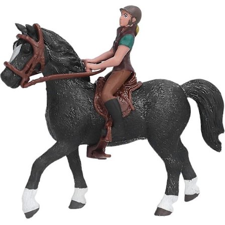 Klassisk engelsk hest og rytter lekesett, hestemodeller, realistiske følleker