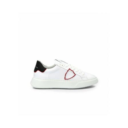 Philippe Model Temple Broderie Pop - Blanc Rouge Sneakers , Wit , Heren , Maat: 42 EU