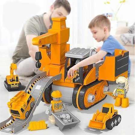 4-i-1 Demonterings- och Monteringstruck DIY-Byggfordonsset med Elektrisk Borr för Barn 3-8 år [DmS]