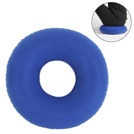 Oppblåsbar smultringpute / Donutpute med pumpe og reiseveske - Korsryggstøtte for hemoroider, graviditet, halebeinsmerter, bruk i hjemmet