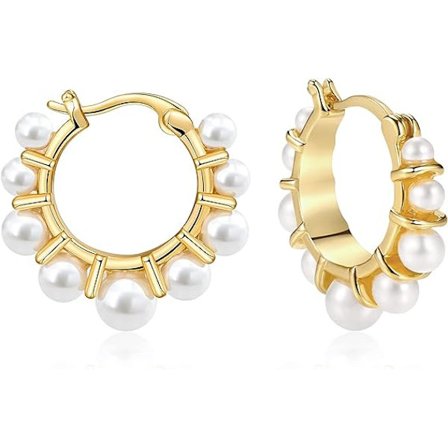 Pärlörhängen i guld för kvinnor, 14K pläterade guldörhängen