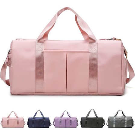 Sports Gym Taske med Vådt Lomme og Skorum, Vandtæt Tør Våd Adskilt Gym Tasker, Rejse Holdall Duffel Taske til Mænd og Kvinder (1 stk., Pink, M)