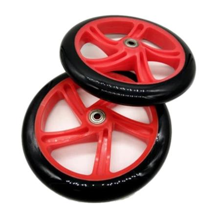 2 stk scooterhjul 200 Mm Pu Materiale Hjultykkelse 30 Mm Abec-7 Lager ,rød