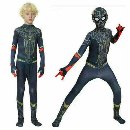 Sort og guld Spiderman Cosplay-dragt Jumpsuit til drenge Black and Gold Spiderman 11-12 år = EU146-152