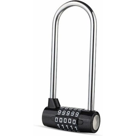 Långt bygelkombinationslås Hållbart Kompakt Lätt att ställa in Säkert Portfölj Gym Skåp Staket Verktygslåda Dörrförvaring Svart