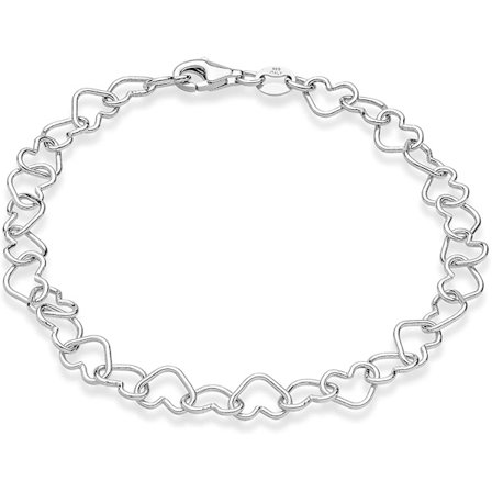 925 Silver Hjärtformad Kedjebracelett för Flickor, 18 cm